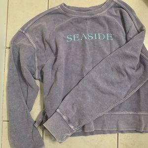 SEASIDE Purple Cropped Ribbed Sweatshirt